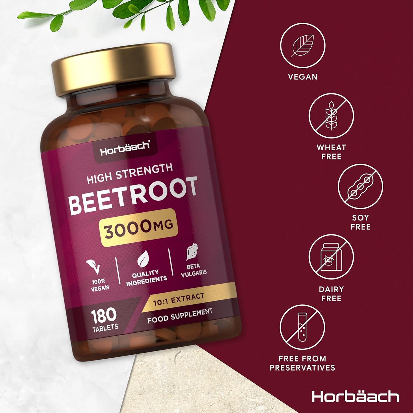 Beetroot Tablets 3000mg | High Strength BP and Digestion Support | 180 Vegan Tablets |